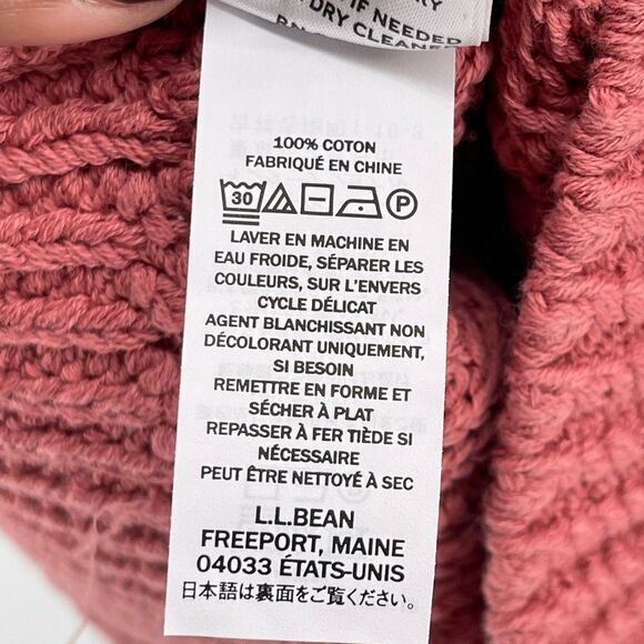 L.L. Bean Signature Women’s Pink Cotton Fisherman V-Neck Tunic Sweater Small - Picture 11 of 12